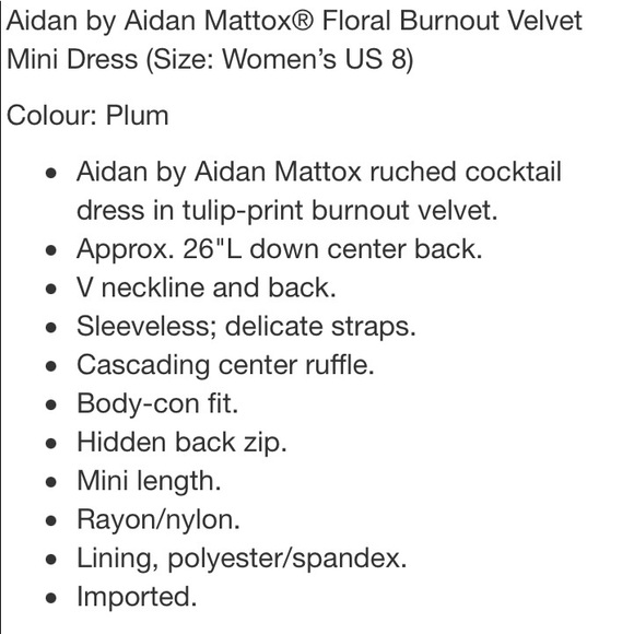 Aidan Mattox Floral Burnout Velvet Dress - Picture 8 of 8